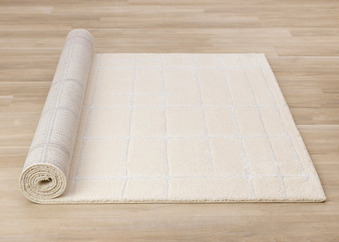 Sully Rug - Cream Broken Lines roll on floor