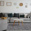 Talia Rug - Black Broken Lattice in living room setting