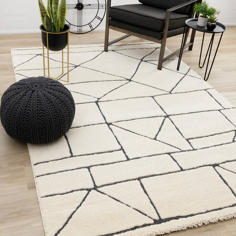 Talia Rug - Geometric Lattice in living room setting