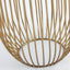 Detail of gold chromed stainless steel base resembling a bird-cage.