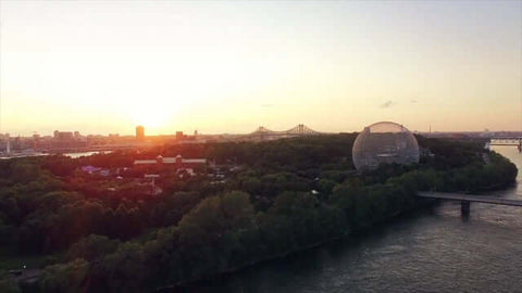 Daytime aerial view of downtown montreal